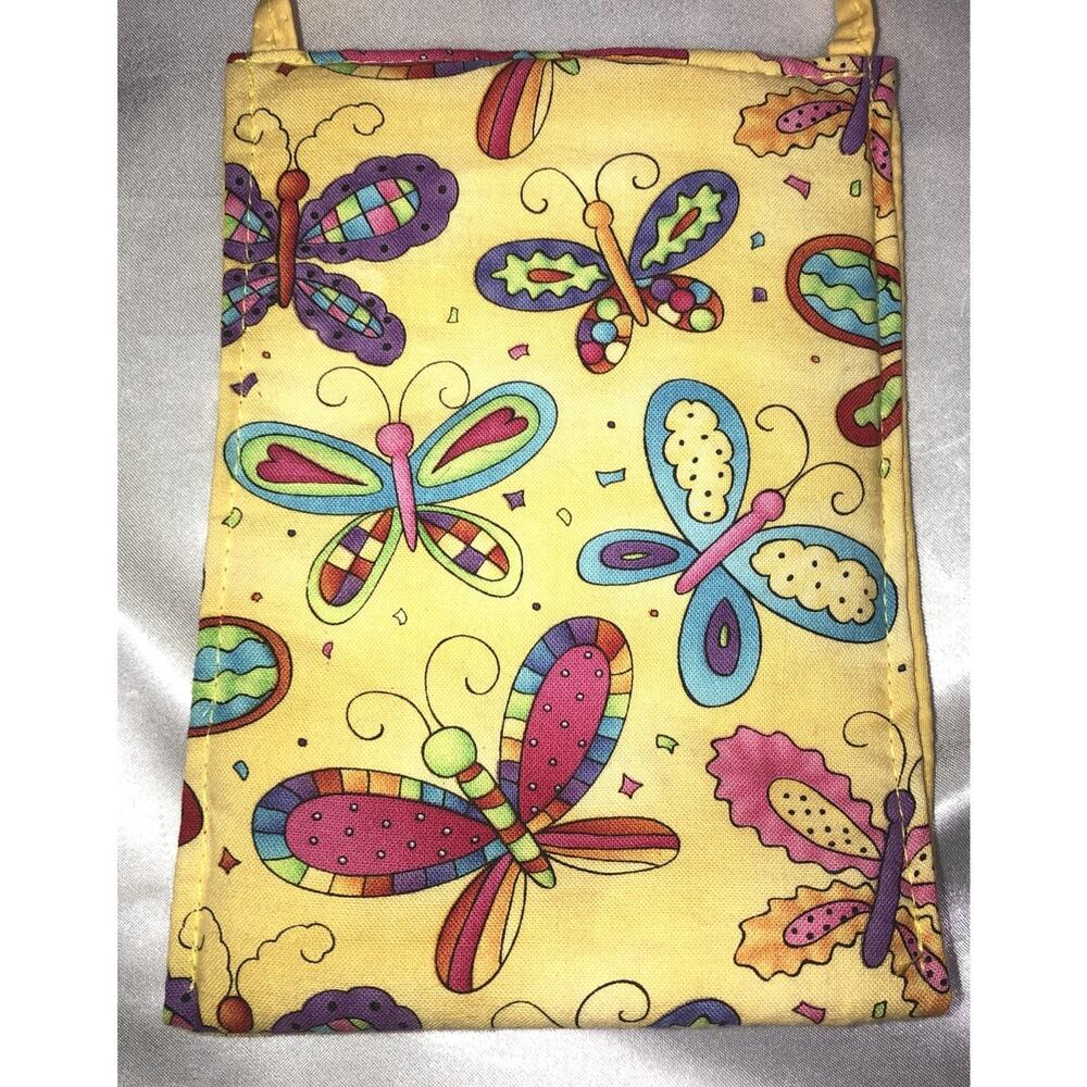 Purse Cross Body Small Mini Phone Bag Yellow Butterflies 4.5 x 6.5